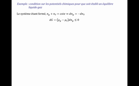 Potentiel chimique et condition d’équilibre entre phases pour un constituant: exemples