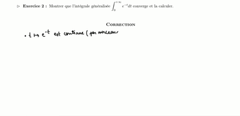 Chapitre 2 - Intégrales généralisées - Exercice 2