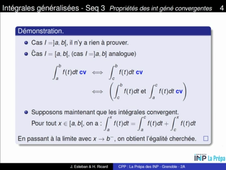 Chapitre 1 - Intégrales généralisées - Séquence 3 - Propriétés des int géné convergentes