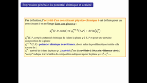 Activité d'un constituant en mélange