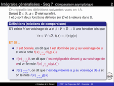 Chapitre 2 - Intégrales généralisées - Séquence 7 -  Comparaison asymptotique