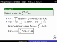 Chapitre 2 - Intégrales généralisées - Seq 5 - Extrait 4 - Deuxième exemple