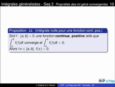 Chapitre 1 - Intégrales généralisées - Séquence 3 - Extrait 4 - Fonction continue positive d'intégrale nulle