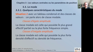 Les valeurs centrales : le mode 1