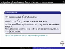 Chapitre 2 - Intégrales généralisées - Séquence 4 - Extrait 1 - Prop 2.1