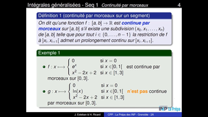 Chapitre 1 - Intégrales généralisées - Séq 1 - Extrait 3 - Continuité par morceaux