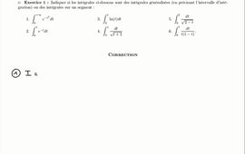 Chapitre 2 - Intégrales généralisées - Exercice 1